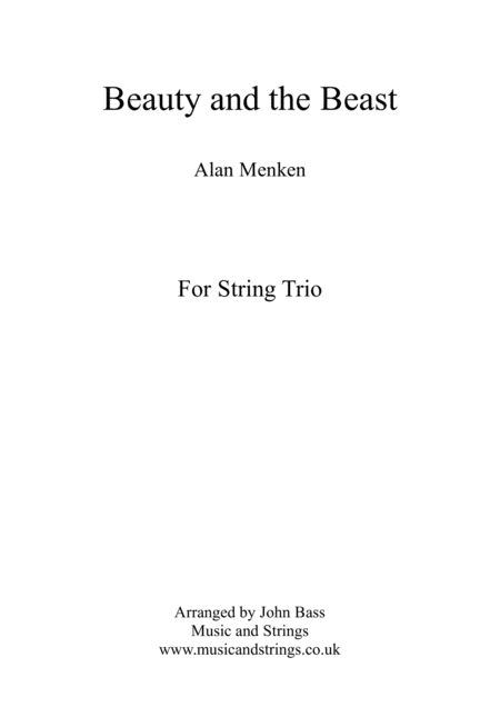Beauty And The Beast By Alan Menken Arranged For String Trio Violin Viola And Cello Sheet Music