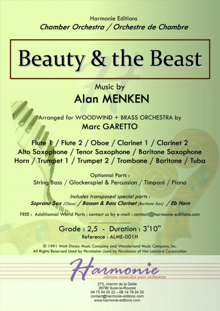 Free Sheet Music Beauty And The Beast Wind Chamber Orchestra 2017 Chamber Music Contest Entry
