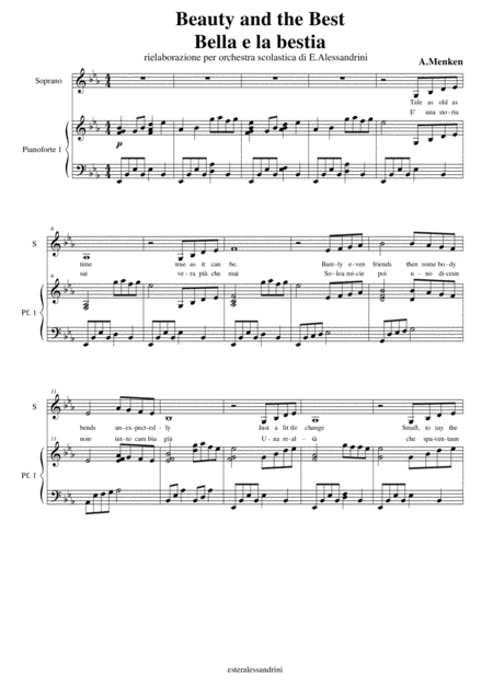 Free Sheet Music Beauty And The Best Piano E Voce