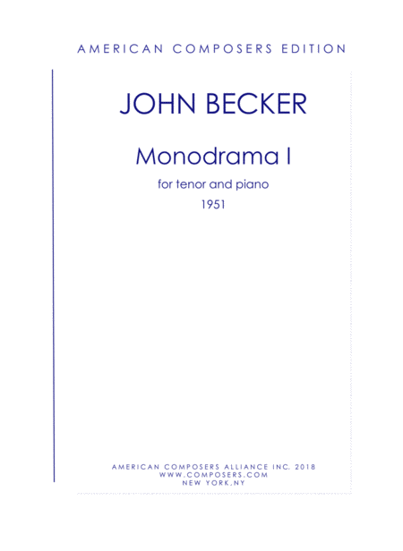 Becker Monodrama 1 Sheet Music