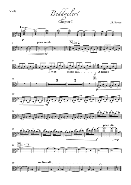 Free Sheet Music Beddgelert The Legend Of The Faithful Hound Viola