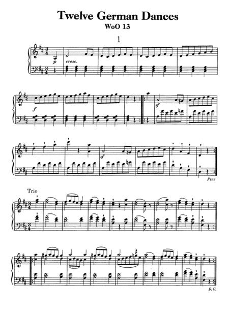 Beethoven 12 German Dances Woo 13 Complete Version Sheet Music