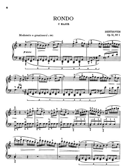 Beethoven 2 Rondos Op 51 No 1 In C Major Moderato E Grazioso Original Complete Version Sheet Music