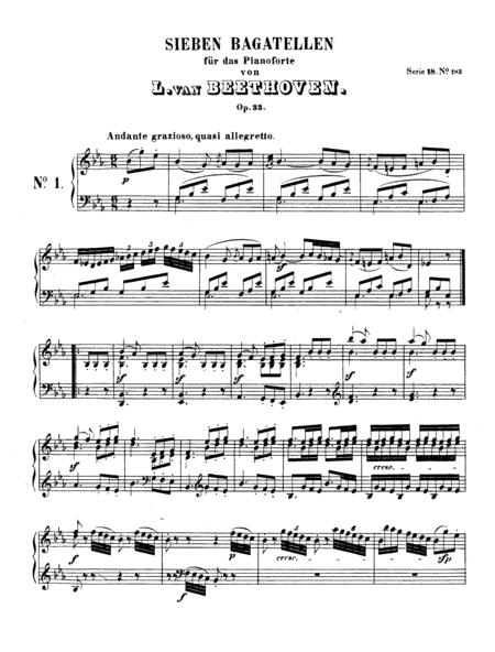 Free Sheet Music Beethoven 7 Bagatelles Op 33 No 1 Complete Version