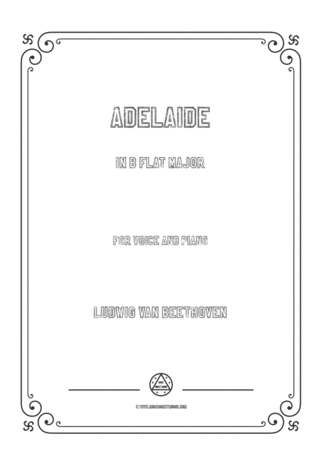 Free Sheet Music Beethoven Adelaide In B Flat Major For Voice And Piano