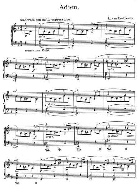 Free Sheet Music Beethoven Adieu To The Piano Anh No 15 Complete Version