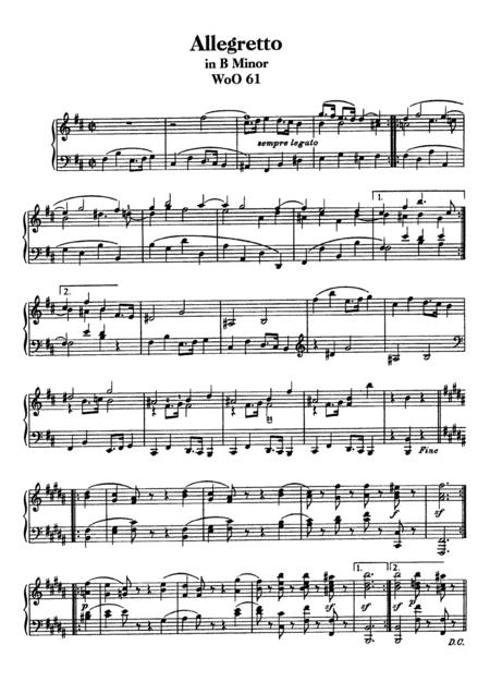 Beethoven Allegretto In B Minor Woo 61 Complete Version Sheet Music