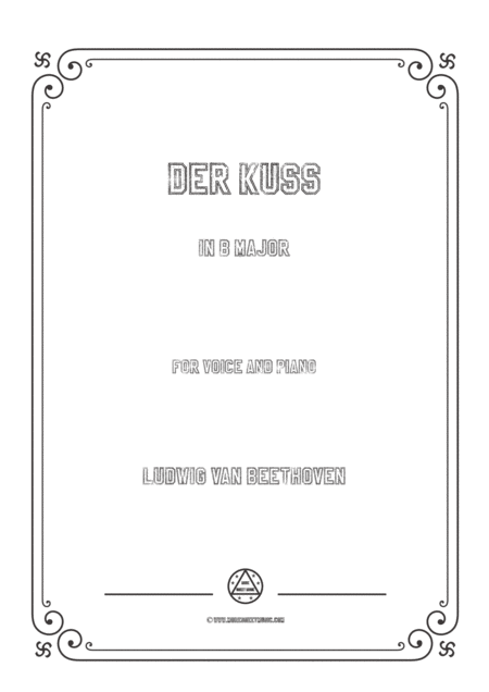 Beethoven Der Kuss In B Major For Voice And Piano Sheet Music