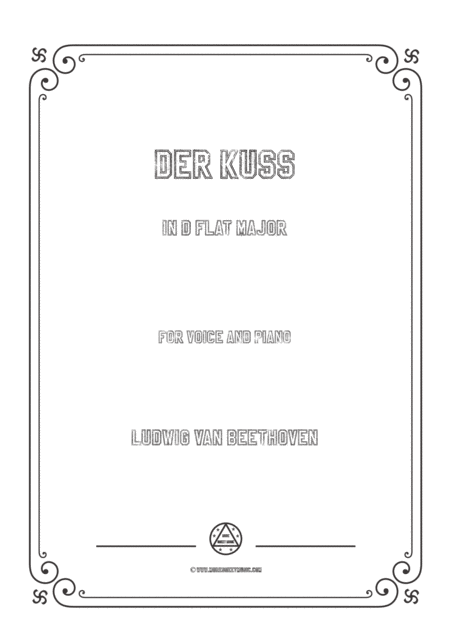 Beethoven Der Kuss In D Flat Major For Voice And Piano Sheet Music