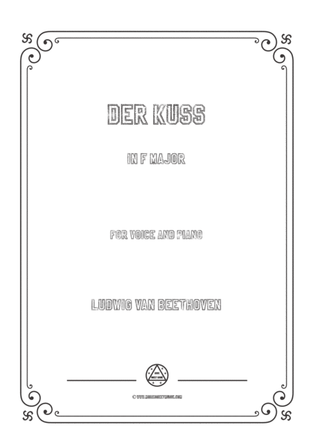 Beethoven Der Kuss In F Major For Voice And Piano Sheet Music