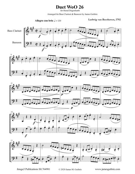 Free Sheet Music Beethoven Duet Woo 26 For Bass Clarinet Bassoon