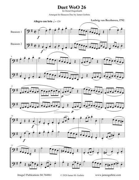 Beethoven Duet Woo 26 For Bassoon Duo Sheet Music