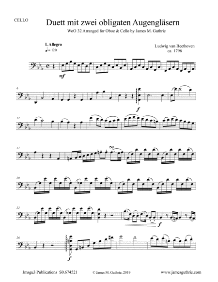 Free Sheet Music Beethoven Duet Woo 32 For Oboe Cello
