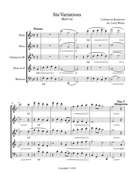 Beethoven Easy Six Variations Sheet Music