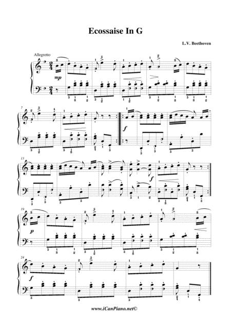 Free Sheet Music Beethoven Ecossaise In G Major Woo 23 Icanpiano Style