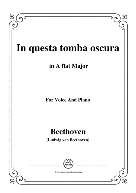 Free Sheet Music Beethoven In Questa Tomba Oscura In A Flat Major For Voice And Piano