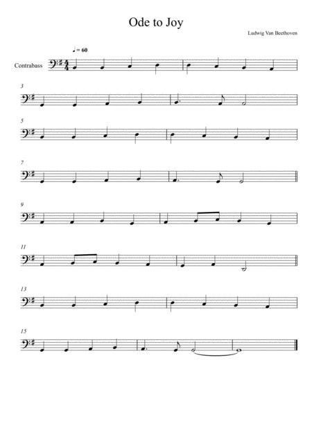 Free Sheet Music Beethoven Ode To Joy Contrabass Solo Very Easy Version