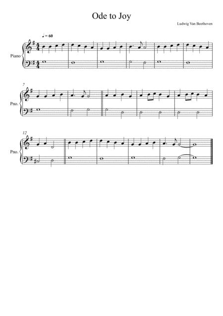 Free Sheet Music Beethoven Ode To Joy Piano Solo Very Easy Version