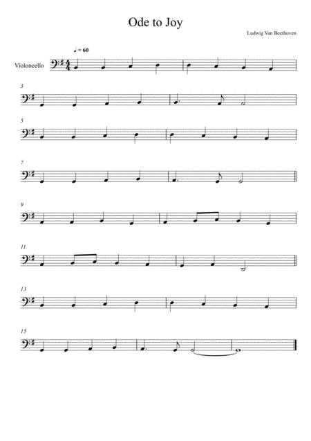 Free Sheet Music Beethoven Ode To Joy Violoncello Solo Very Easy Version