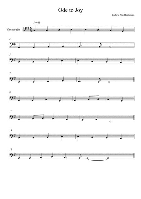 Beethoven Ode To Joy Violoncello Solo Very Easy Version Sheet Music