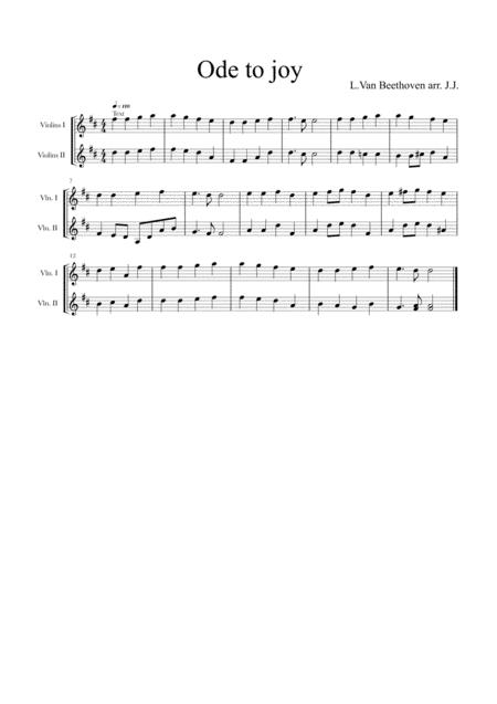 Free Sheet Music Beethoven Ode To The Joy For Two Violins