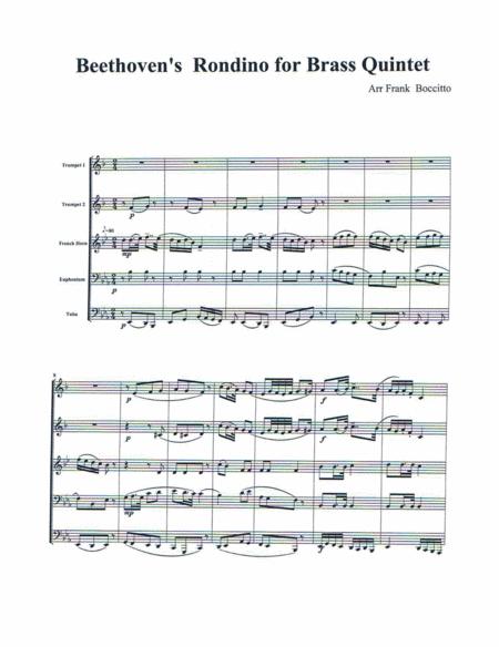 Beethoven Rondino For Brass Quintet Sheet Music