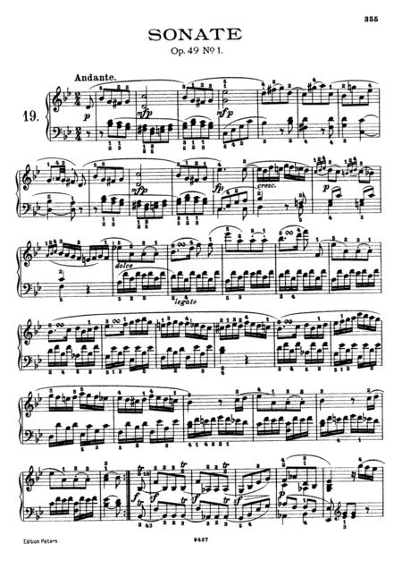 Beethoven Sonata No 19 In G Minor Op 49 No 1 Original Complete Version Sheet Music