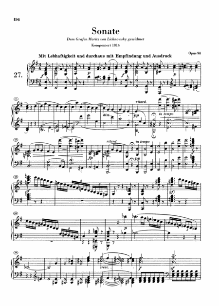 Free Sheet Music Beethoven Sonata No 27 In E Minor Op 90 Full Original Complete Version