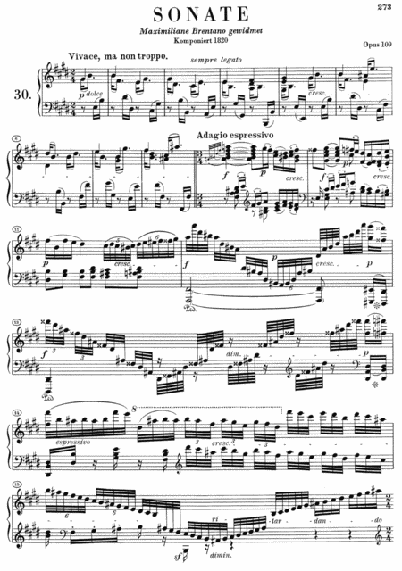 Free Sheet Music Beethoven Sonata No 30 In E Major Op 109 Full Original Complete Version