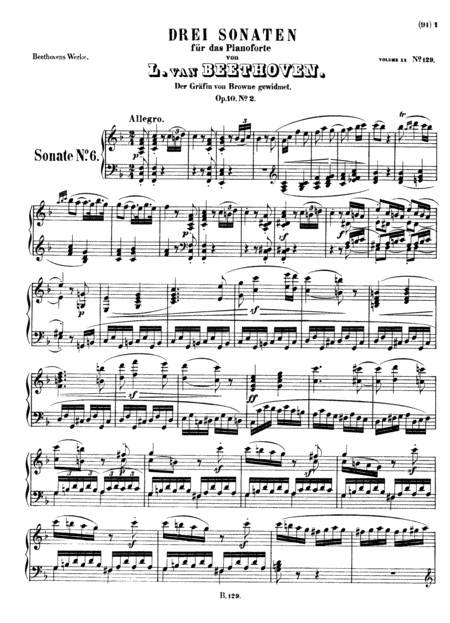 Beethoven Sonata No 6 In F Major Op 10 No 2 Original Complete Full Version Sheet Music