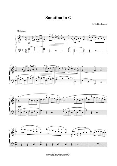 Beethoven Sonatina In G Icanpiano Style Sheet Music