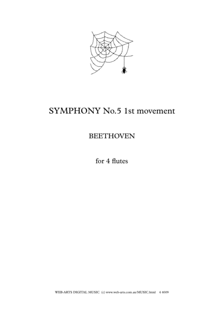 Beethoven Symphony No 5 1st Mvt For 4 Flutes Sheet Music