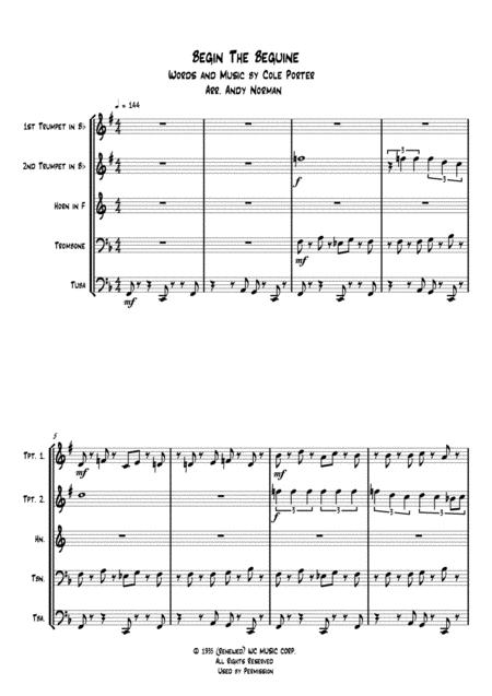 Begin The Beguine Brass Quintet Sheet Music