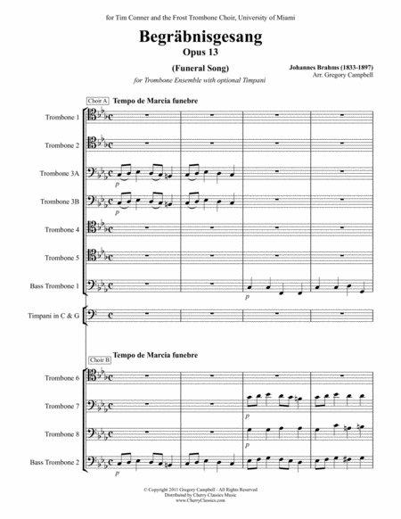 Begrbnisgesang Funeral Song Sheet Music