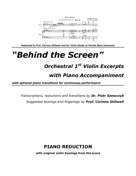 Free Sheet Music Behind The Screen Orchestral Violin Excerpts With Piano Accompaniment