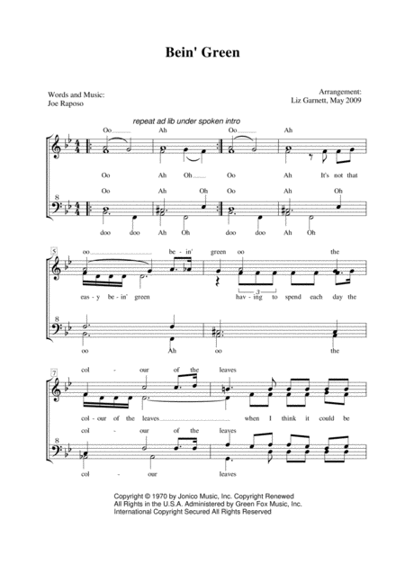 Bein Green Sheet Music