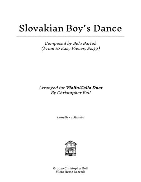 Bela Bartok Slovakian Boys Dance From 10 Easy Pieces Violin Cello Duet Sheet Music