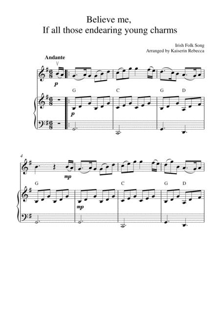 Believe Me If All Those Endearing Young Charms Violin Solo And Piano Accompaniment Sheet Music