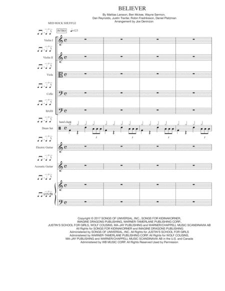 Believer For String Orchestra With Rhythm Section Sheet Music