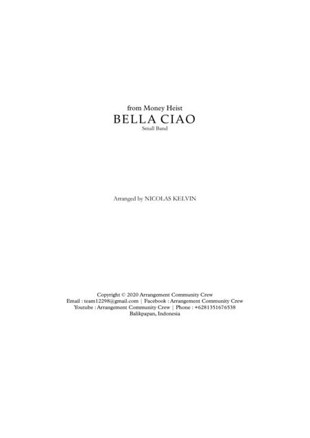 Bella Ciao From Money Heist For Small Band Sheet Music