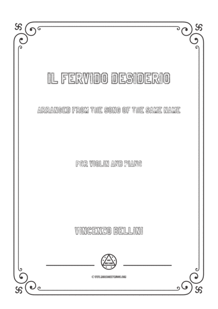 Bellini Il Fervido Desiderio For Violin And Piano Sheet Music