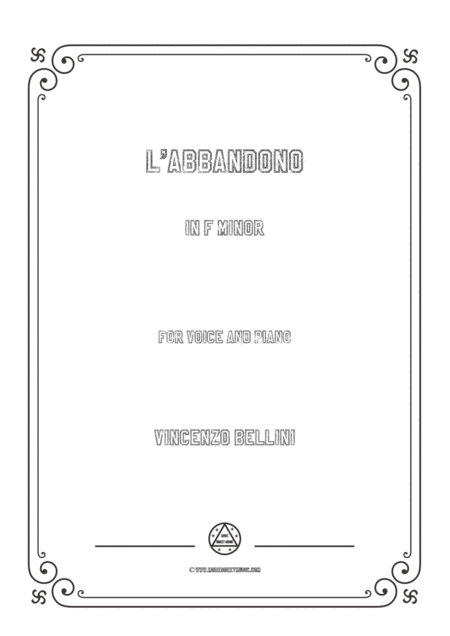 Bellini L Abbandono In F Minor For Voice And Piano Sheet Music