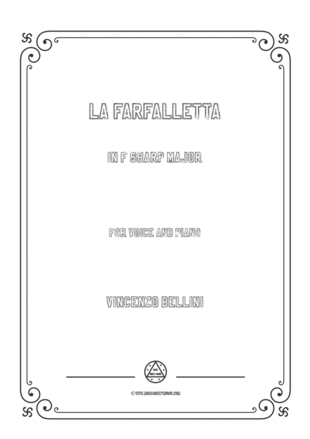 Bellini La Farfalletta In F Sharp Major For Voice And Piano Sheet Music