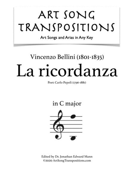 Bellini La Ricordanza Transposed To C Major Sheet Music