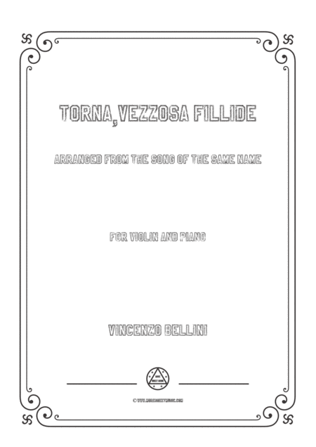 Bellini Torna Vezzosa Fillide For Violin And Piano Sheet Music