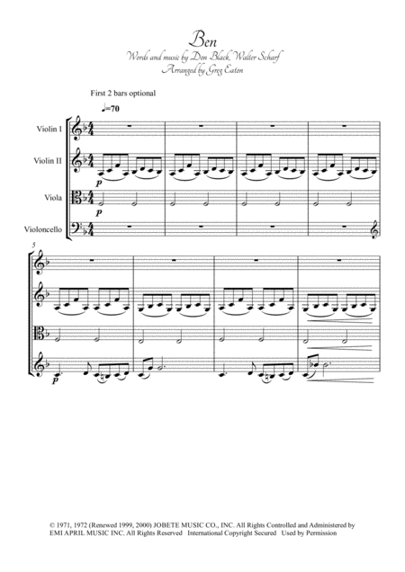 Free Sheet Music Ben Michael Jackson Arranged For String Quartet Score And Parts Perfect For Gigging Quartets