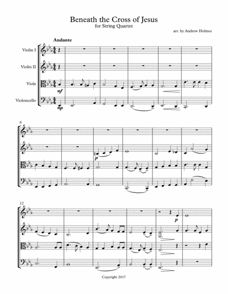 Beneath The Cross Of Jesus For String Quartet Sheet Music