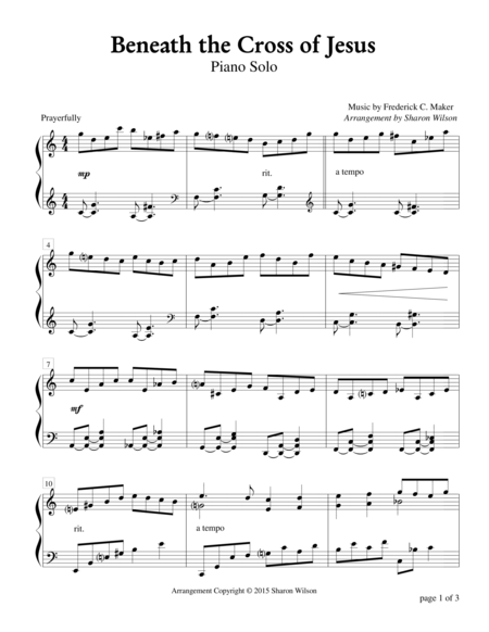 Free Sheet Music Beneath The Cross Of Jesus Piano Solo