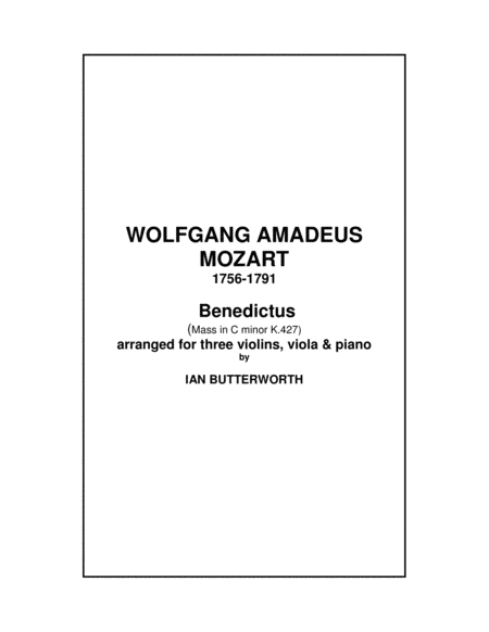 Free Sheet Music Benedictus Mass In C Minor For 3 Violins Viola And Piano