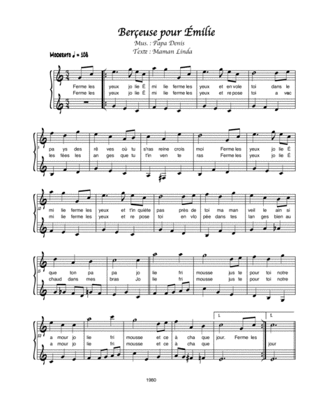 Free Sheet Music Bereuse Pour Milie